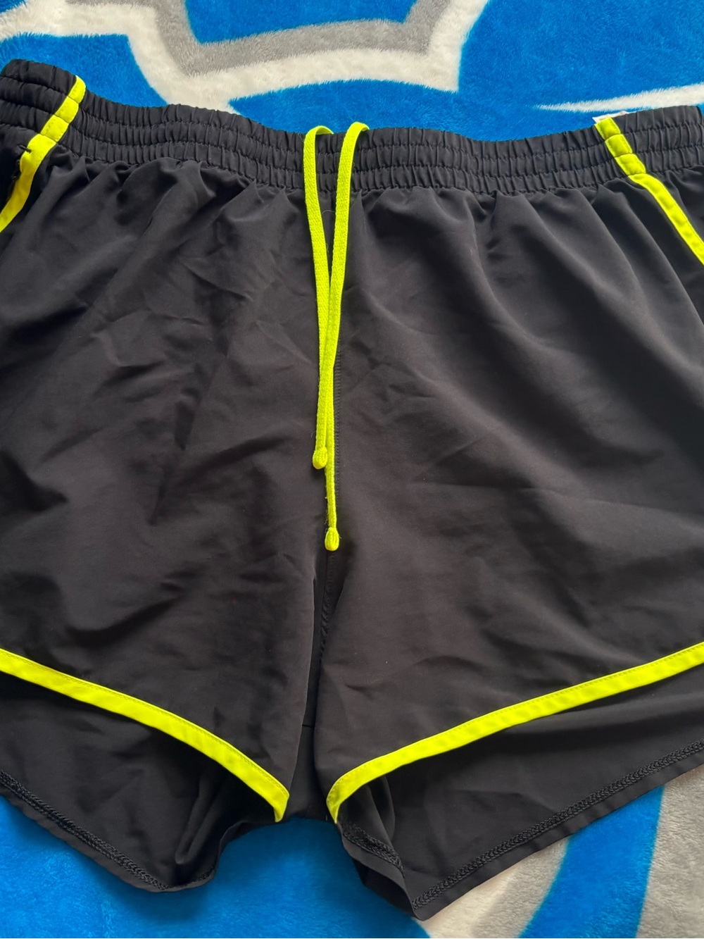 Under Armour Black Athletic Shorts with Neon Yellow Trim